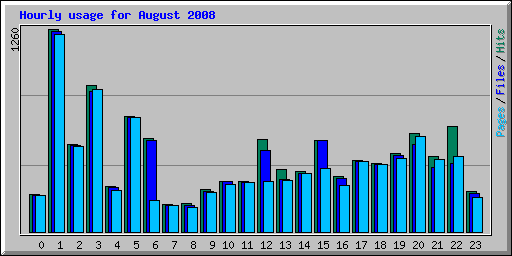 Hourly usage for August 2008